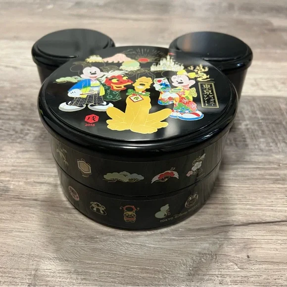 Tokyo Disney Mickey Mouse Black Two Tiered Candy Tin With Some Candy - Picture 2 of 12